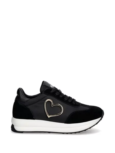 Sneakerși Love Moschino cu aplicații cu motiv cu inimi negru