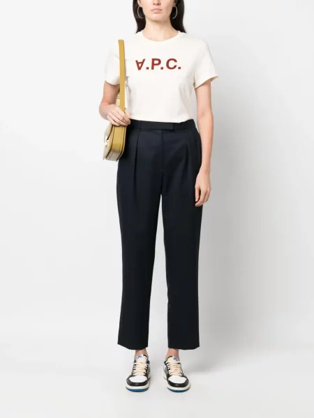 Plisované zkrácené kalhoty A.p.c. modré
