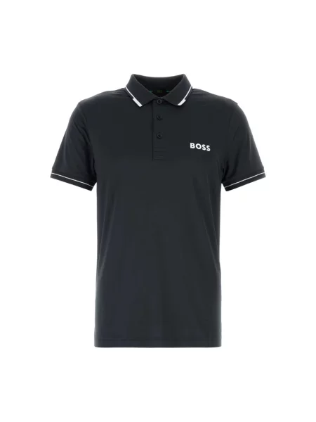 Koszulka polo Boss z krótkim rękawem ze stretchu niebieska