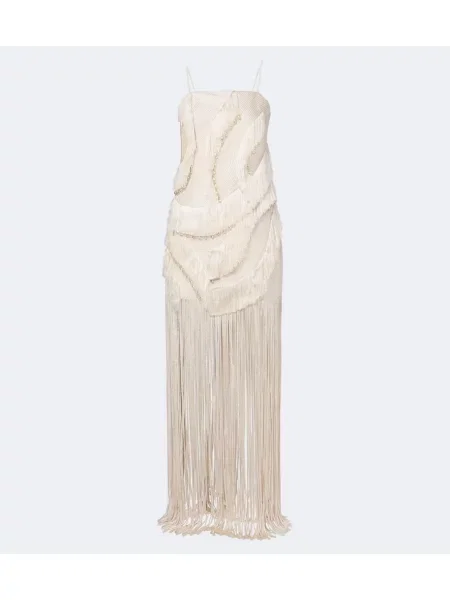 Rochie Xu Zhi cu franjuri alb