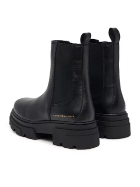 Členková obuv s elastickým prvkom Tommy Hilfiger Leather Chunky Chelsea Boot čierna
