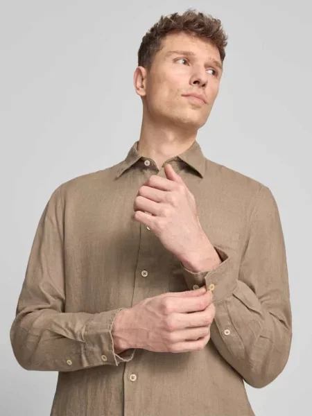 Koszula casualowa o kroju regular fit z czystego lnu Marc O'polo beżowa