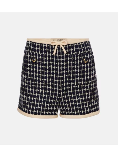 Szorty Valentino wełniane w kratkę niebieskie