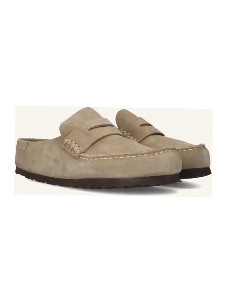 Klapki Birkenstock skórzane beżowe