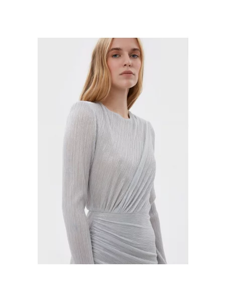 Коротка сукня з трикотажу плісе Estro x MustHave срібна