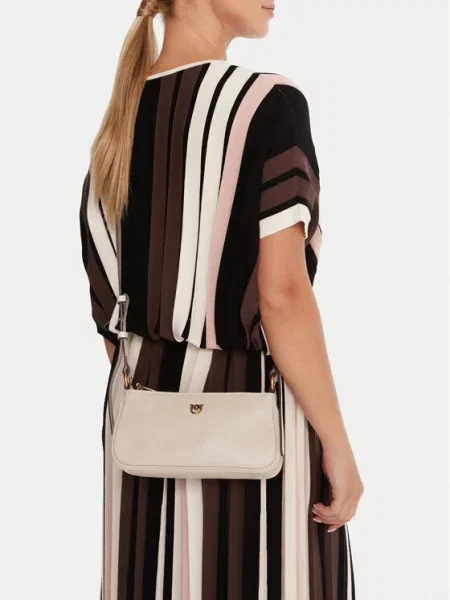 PINKO Τσάντα Half Moon Baguette Mini AI PLTT Εκρού