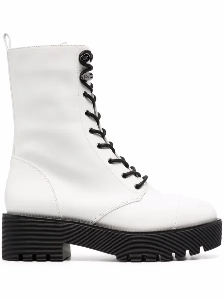 Botine Michael Michael Kors cu șireturi din dantelă alb
