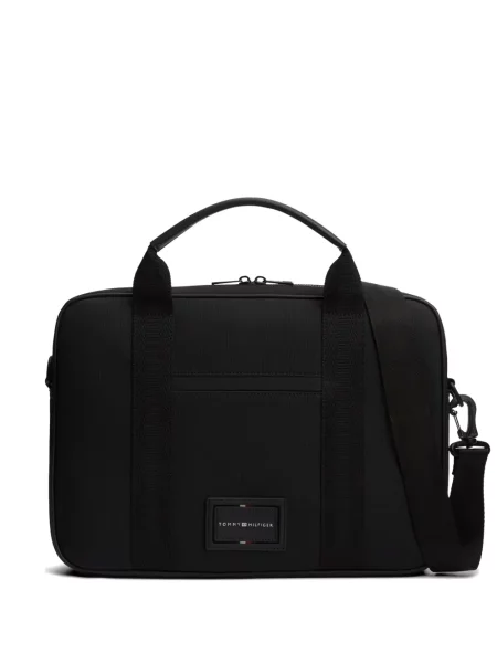 Geantă pentru laptop Tommy Hilfiger cu autograf negru