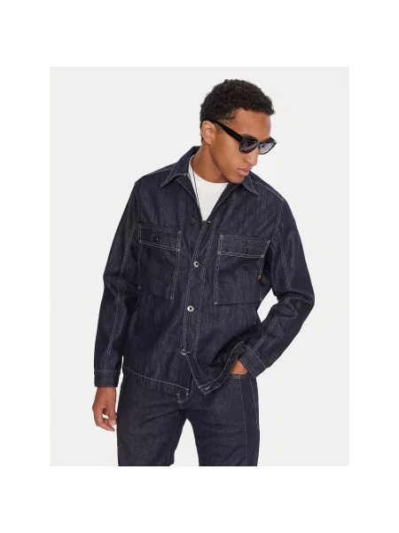 G-Star Raw Τζιν πουκάμισο Mosa Σκούρο Relaxed Fit μπλε