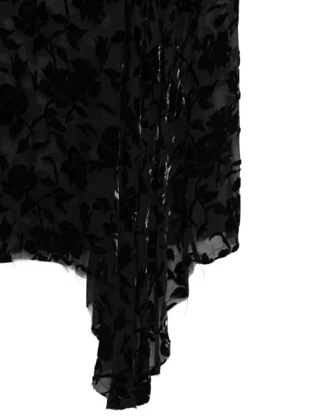 Fustă midi Ann Demeulemeester cu model floral negru
