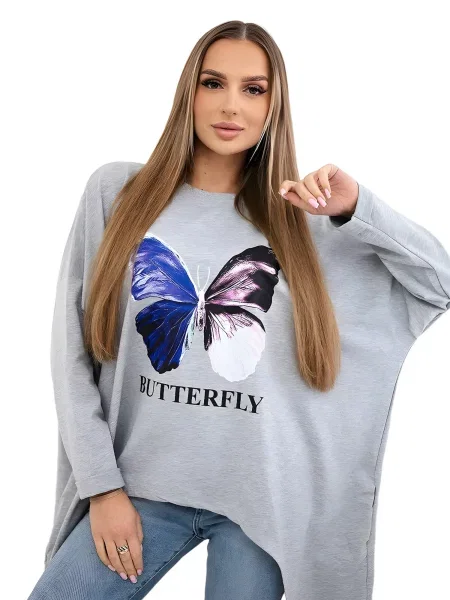 Halenka s potiskem oversize šedé