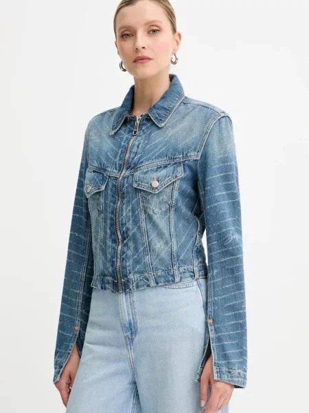 BOSS Orange kurtka jeansowa przejściowa niebieski