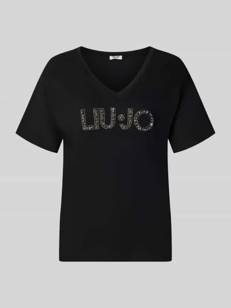 T-shirt o kroju regular fit z czystej bawełny Liu Jo White czarna