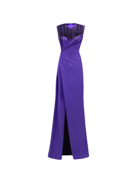 Rochie maxi Gemy Maalouf cu mărgele violet