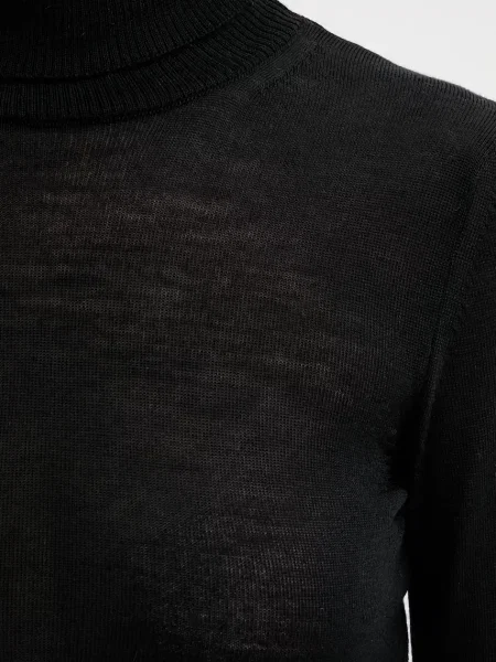 Вовняний светр Simona Corsellini легкий гольф чорний