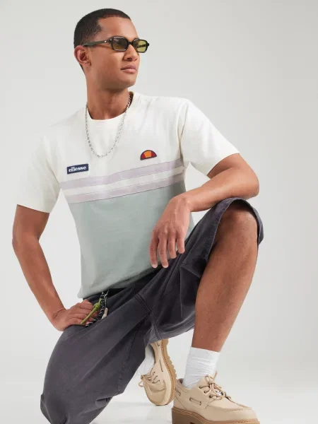 ELLESSE Majica Venire temno modra / svetlo siva / pastelno zelena / off-bela bela