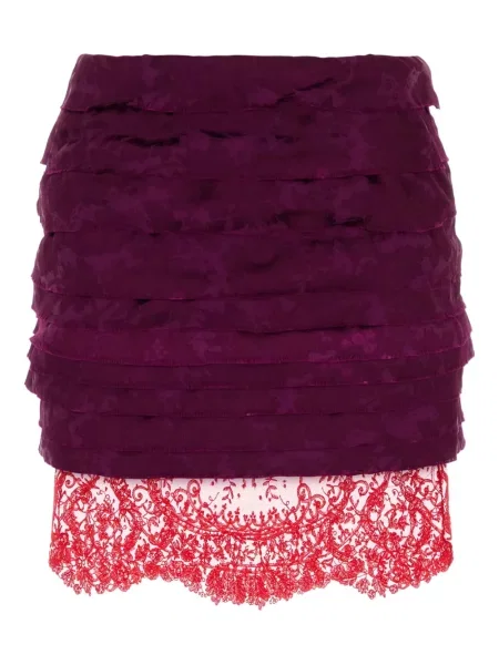 Fustă Saint Laurent cu volane din jacard violet