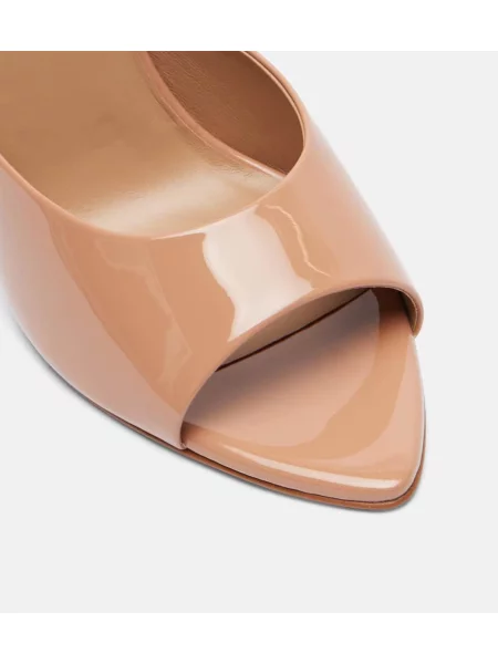Kožené lakované mules Christian Louboutin béžová