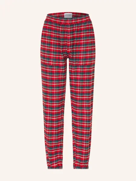 Jockey Spací Kalhoty Pure Cotton Z Flanelu červená / tmavě modrá bílá