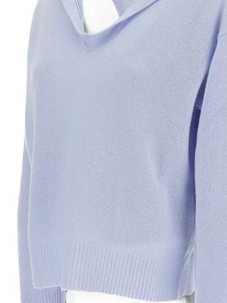 Tricou polo Barena din cașmir albastru