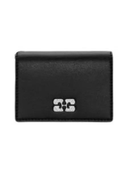 GANNI portfel Flap Card Holder Strass czarny
