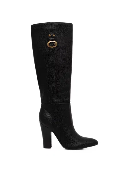 Botine Guess din piele cu autograf negru