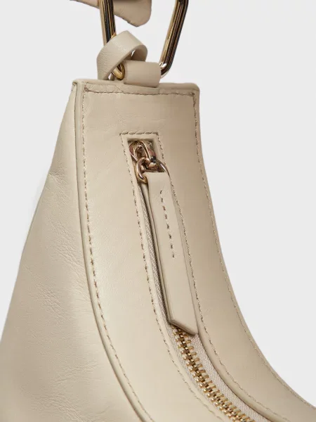 Шкіряна сумка хобо Tommy Hilfiger бежева