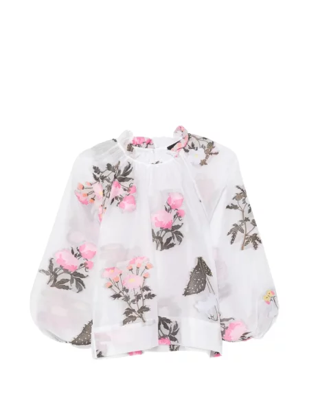 Bluză Cynthia Rowley cu model floral alb