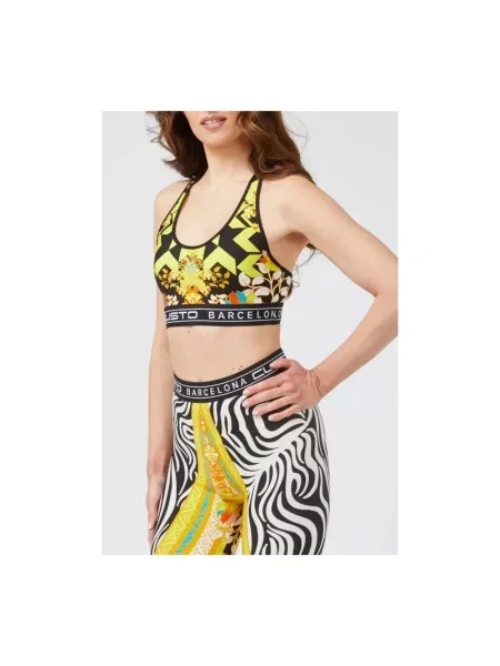 Biustonosz Custo Barcelona ze stretchu elegancki z nadrukiem żółty