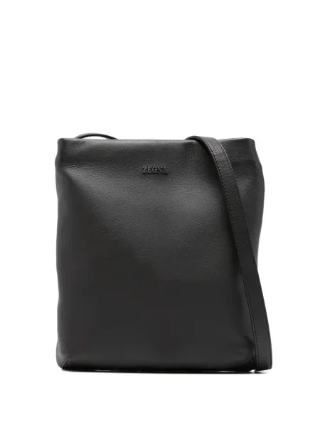 Geantă Zegna din piele cu autograf maro