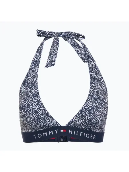 Tommy Hilfiger Halter Rp Print fürdőruha felső illusztrált hullám sötét éjszakai tengerészgyalogság. Méret: XS