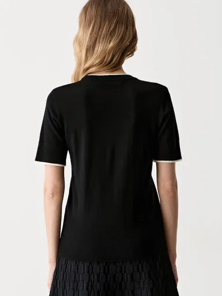 Karl Lagerfeld T-shirt basic wełniany czarna