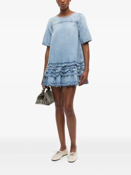 Rochie din denim Ganni de costum albastru