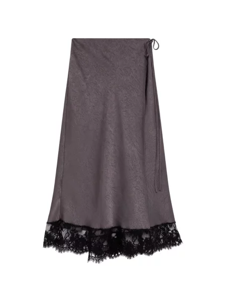 Fustă midi Msgm din dantelă plic gri