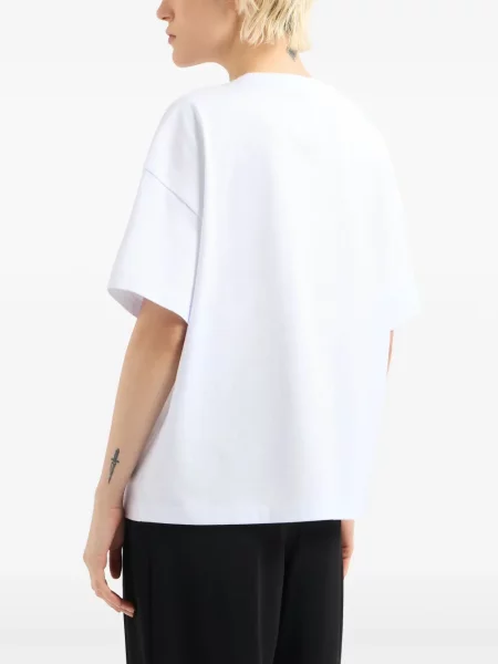 Tricou Armani Exchange cu broderie alb
