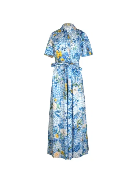 Rochie maxi Mary Katrantzou cu model floral cu imagine albastru