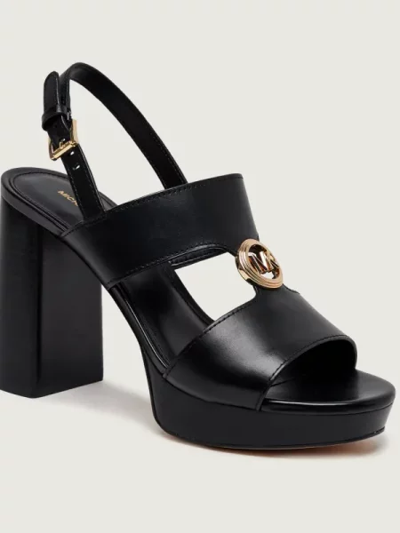 Michael Kors De piele sandale cu gros ERIN negru