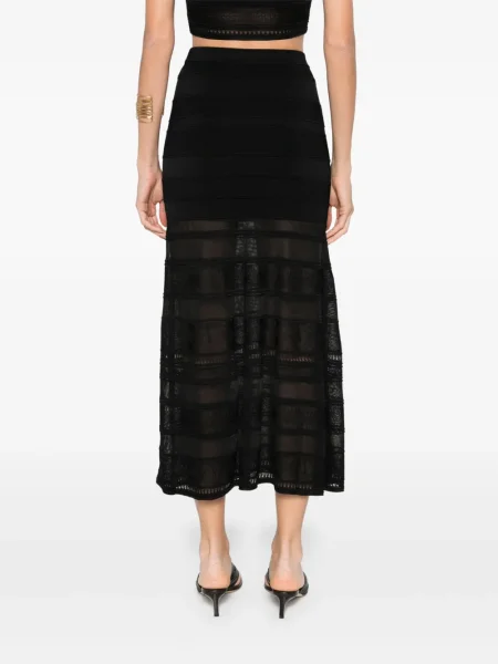 Fustă midi Sandro tricotate până la genunchi negru