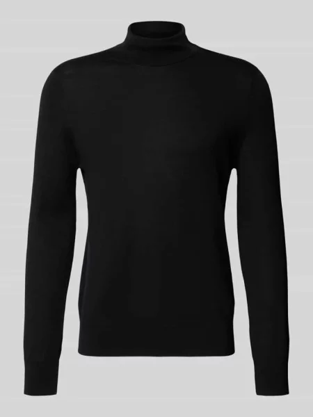 Sweter z golfem o kroju slim fit z wełny Profuomo czarny