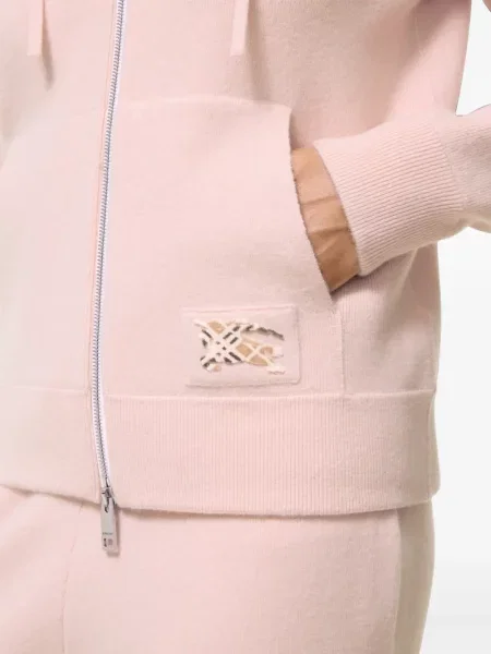 Hanorac cu glugă Burberry din cașmir roz