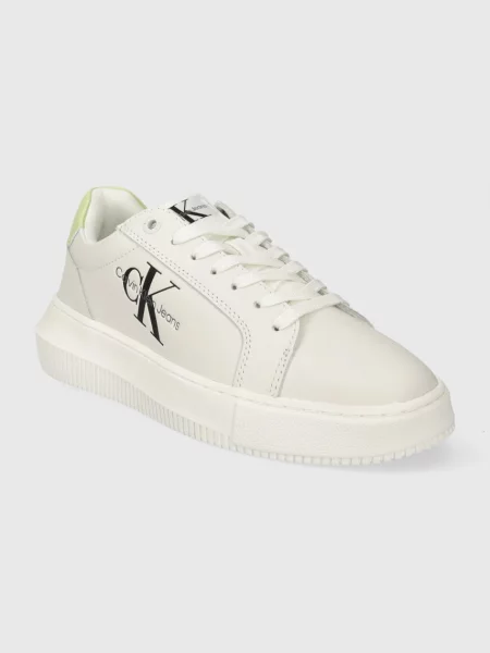 Calvin Klein Jeans Usnjene superge CHUNKY CUPSOLE MONOLOGO W bež
