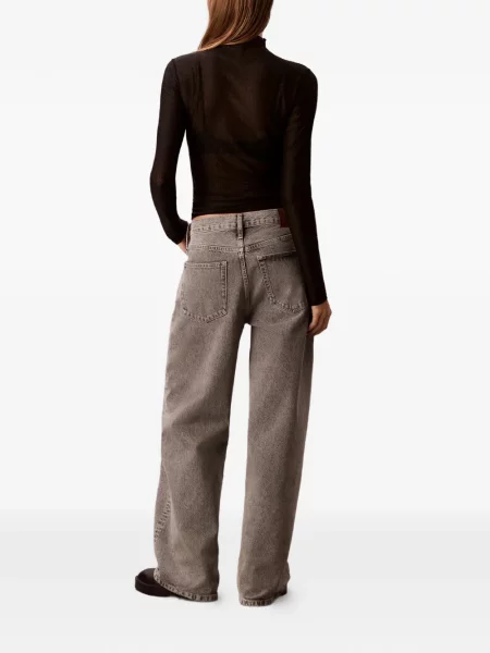Široké džíny Calvin Klein s autogramem šedé