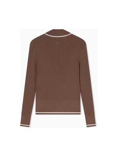 Sweter o kroju slim fit z mieszanki w imitacji dzianiny Armani Exchange brązowy