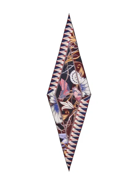 Fular Ferragamo cu model floral cu imagine albastru