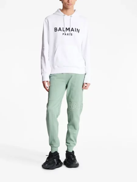 Hanorac cu glugă Balmain cu imagine alb