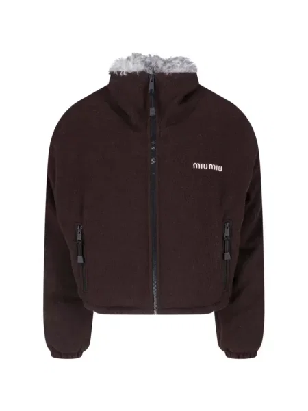 Geacă cu puf Miu Miu din fleece maro