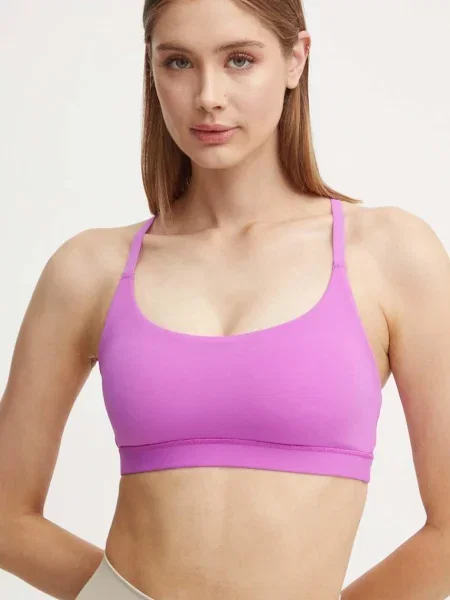 Сутиен за йога adidas Performance All Me лилаво с изчистен дизайн виолетово