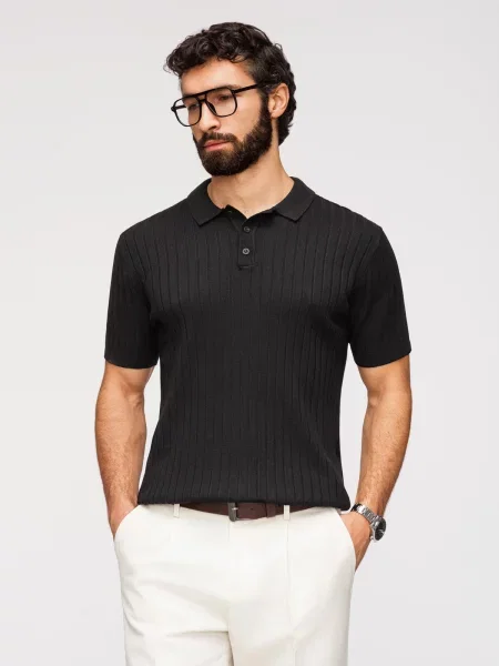 Prugasta polo majica Ombre crna