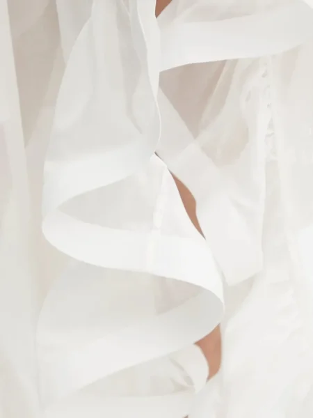 Rochie midi Simona Corsellini cu volane până la genunchi de costum alb
