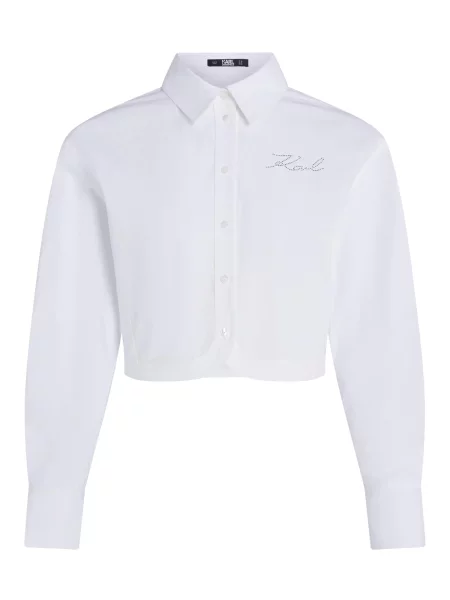 Bluza Karl Lagerfeld poplin obrezano bela